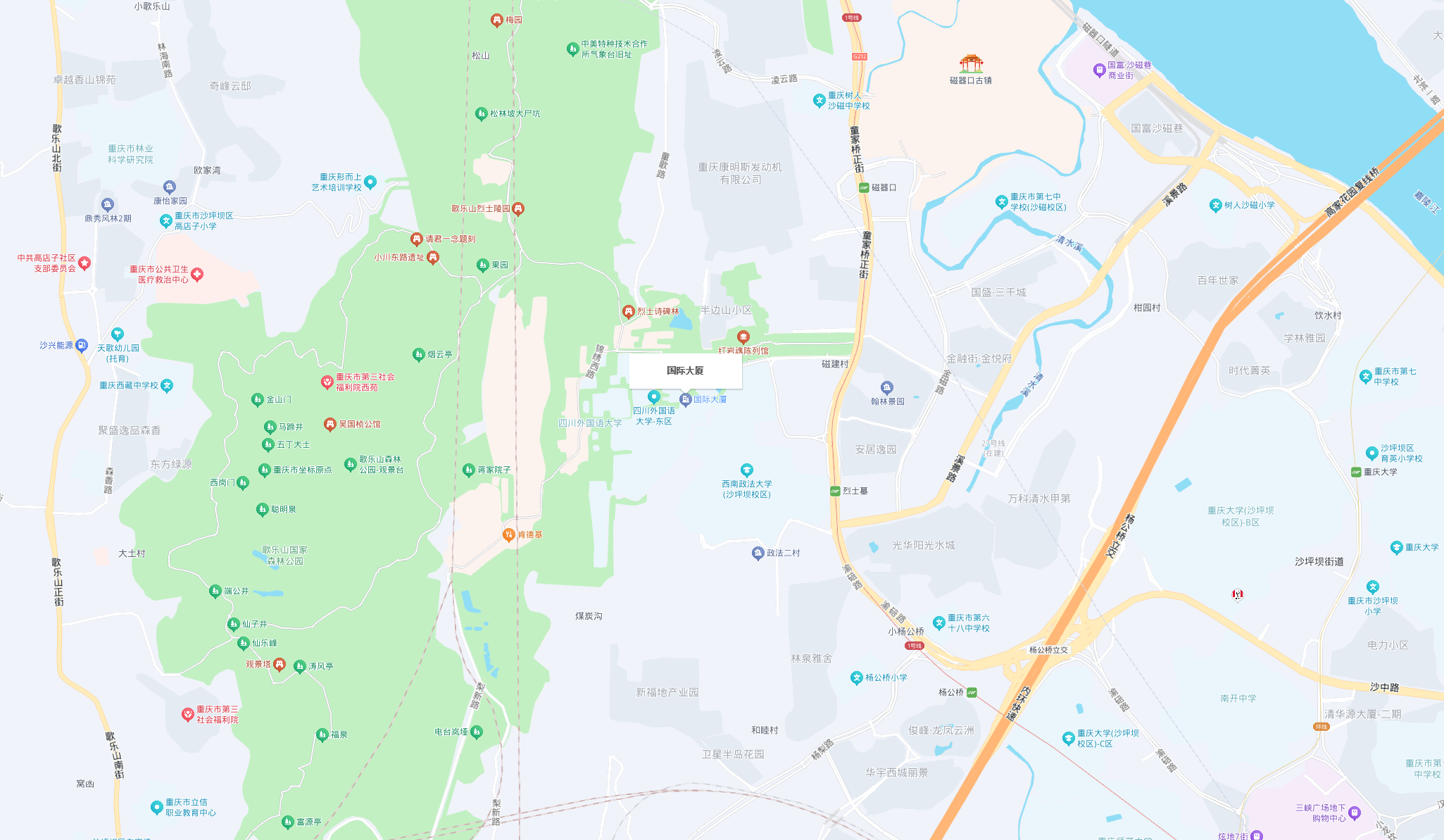 四川外国语大学国际大厦交通位置地图